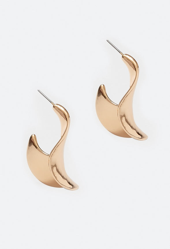 Lola Molten Metal Organic Shaped Hoops Gold