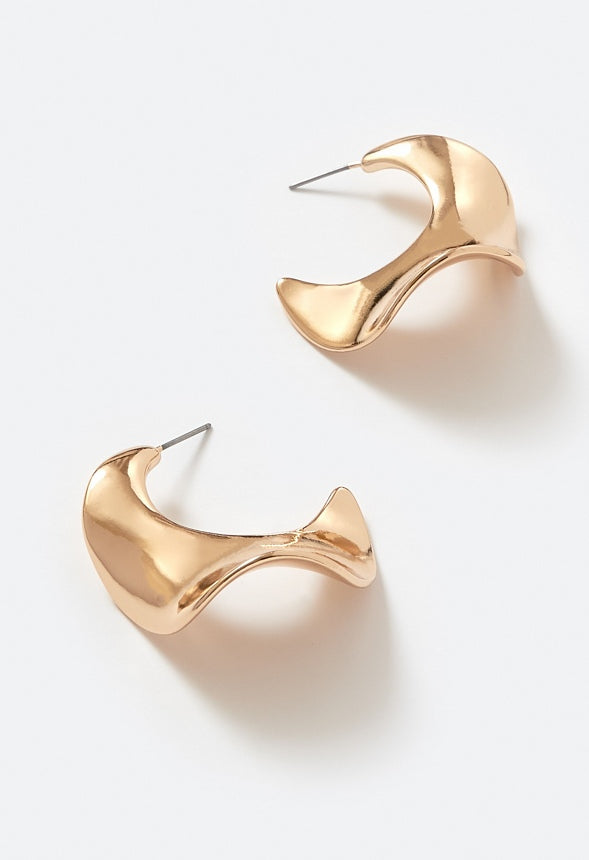 Lola Molten Metal Organic Shaped Hoops Gold