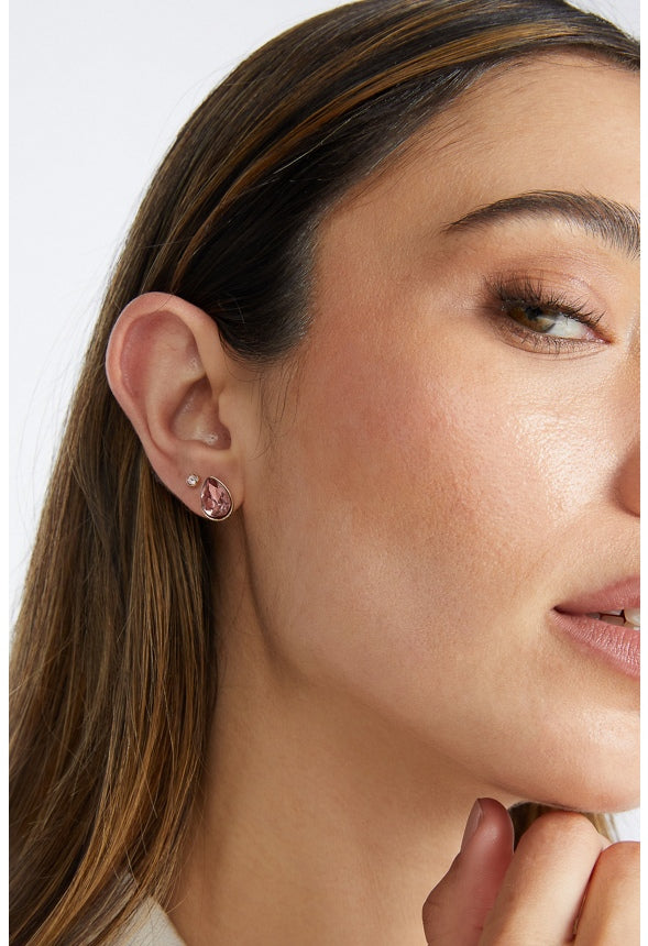 Arlet 6-Pair Mixed Shape Glass Stud Earrings In Blush Tones Blush/ Gold