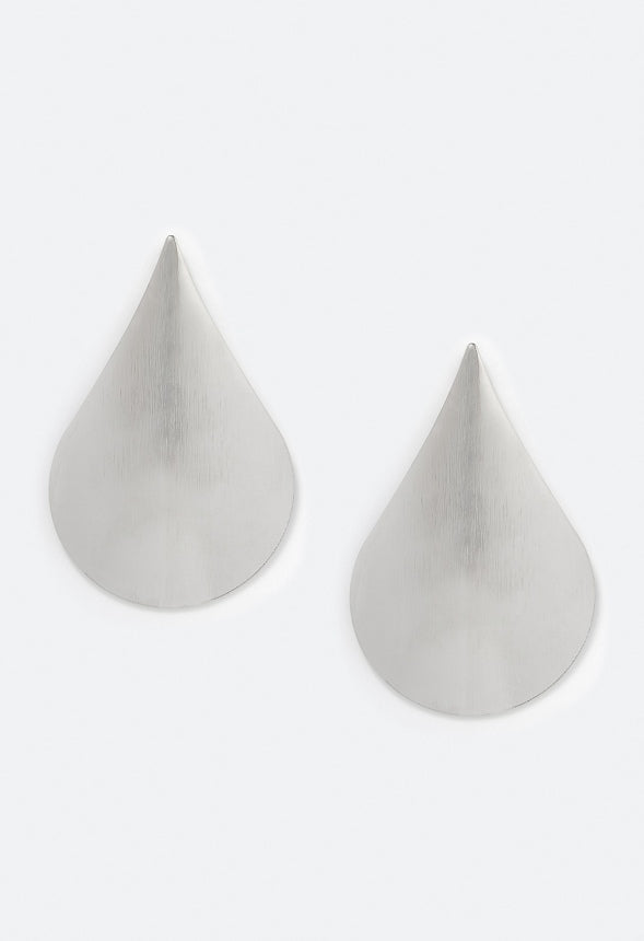 Nala Bold Lightweight Domed Teardrop Stud Earrings Silver