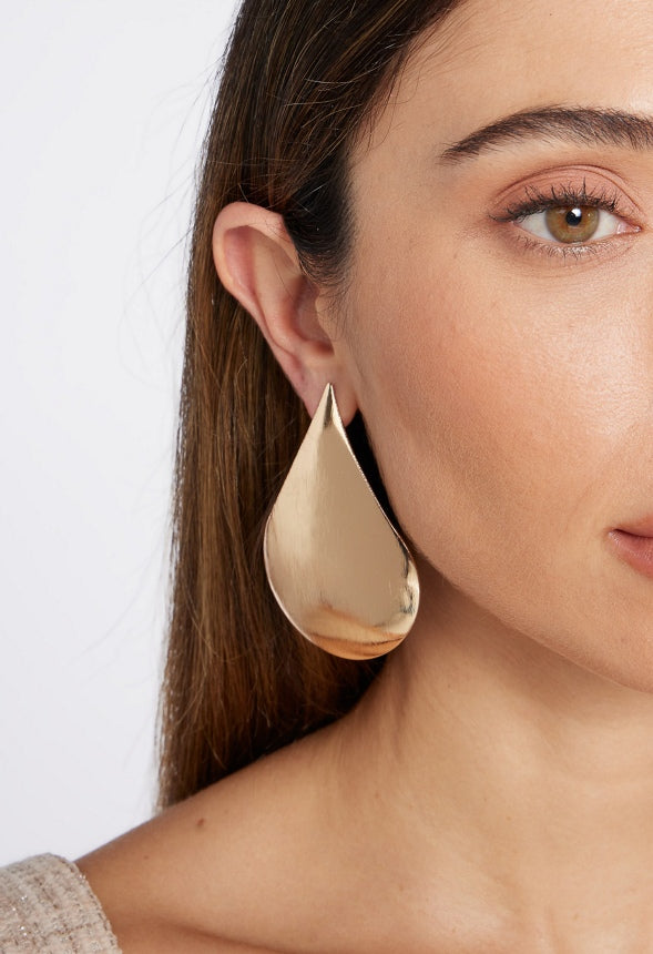 Nala Bold Lightweight Domed Teardrop Stud Earrings Gold