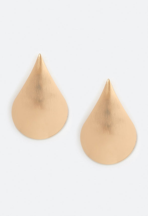 Nala Bold Lightweight Domed Teardrop Stud Earrings Gold