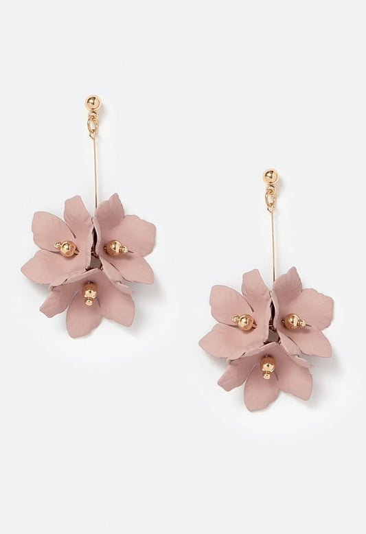 Xyla Color Coated Petals Flowers Drop Earrings  Rose/ Gold