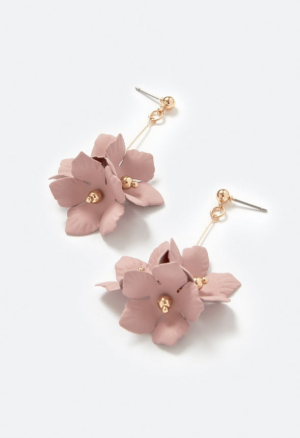 Xyla Color Coated Petals Flowers Drop Earrings  Rose/ Gold