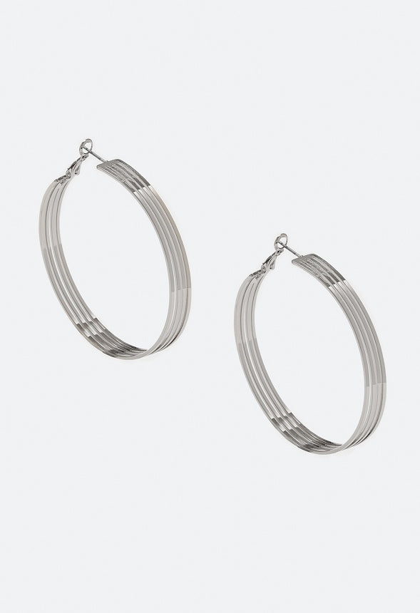 Iyla Flat Wired Hoop Earrings Silver