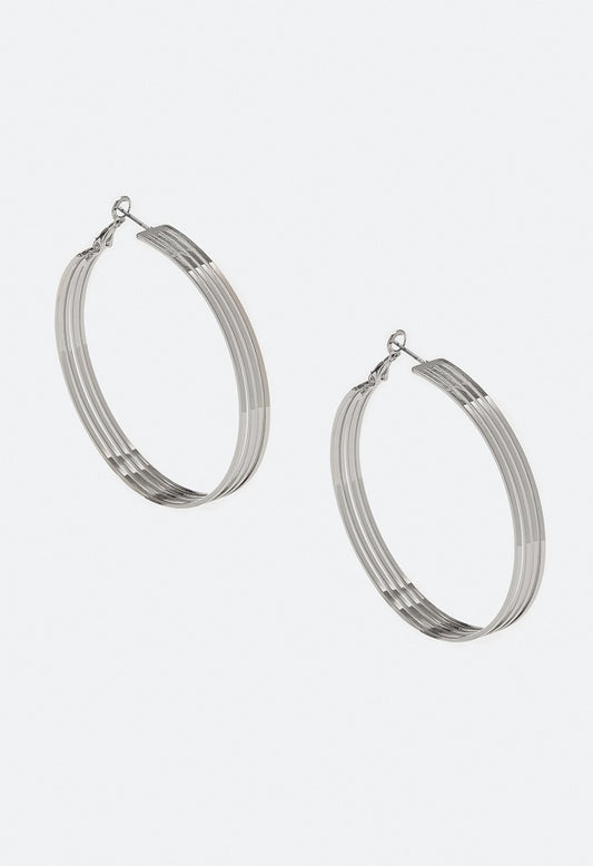 Iyla Flat Wired Hoop Earrings Silver
