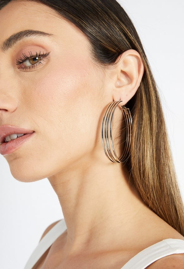 Iyla Flat Wired Hoop Earrings Silver