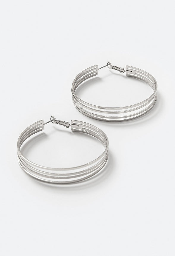 Iyla Flat Wired Hoop Earrings Silver