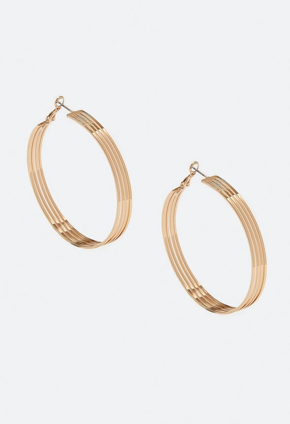 Iyla Flat Wired Hoop Earrings Gold