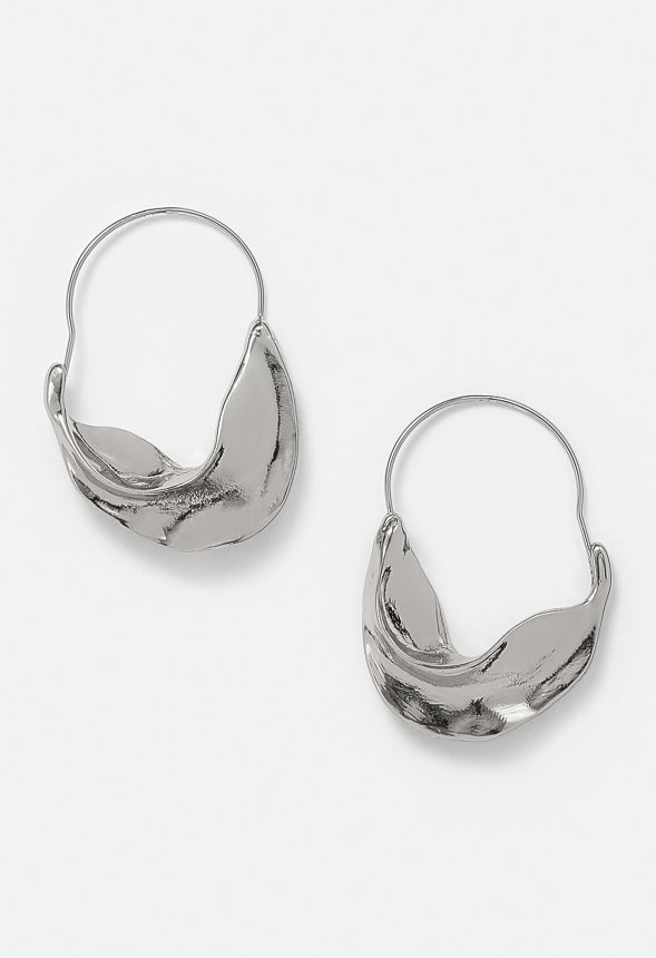 Lisa Organic Molten Hoop Earrings Silver