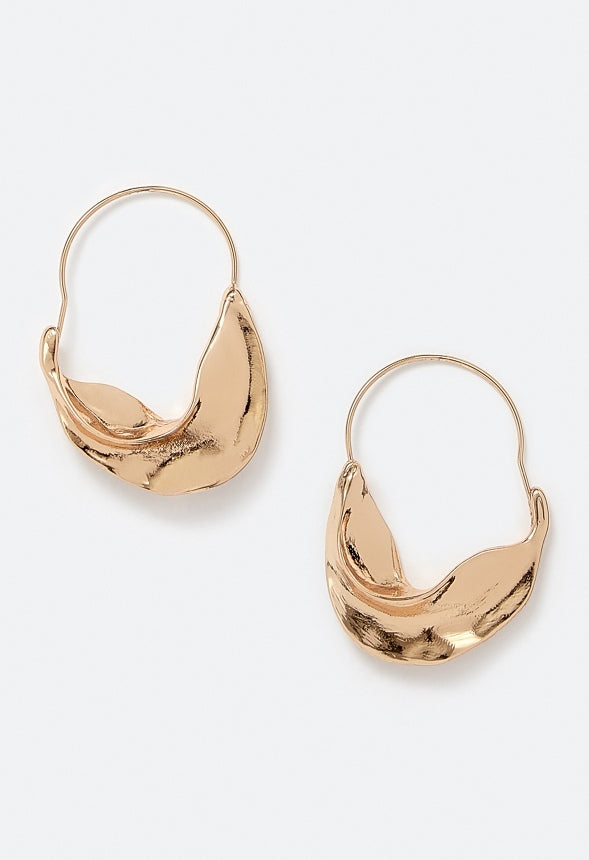 Lisa Organic Molten Hoop Earrings Gold