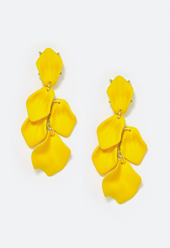 Rya Graduated Powder Coated Petals Dangle Earrings Yellow/ Gold