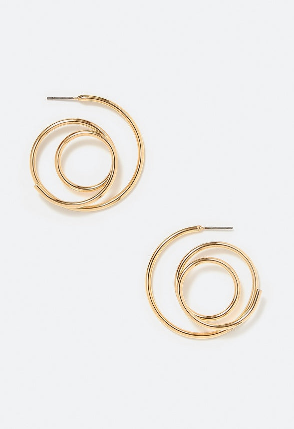 Joni Tube Spiral Hoop Earrings Gold