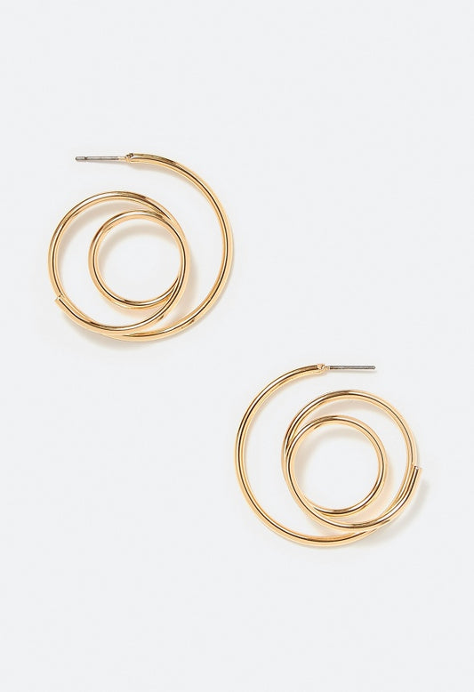 Joni Tube Spiral Hoop Earrings Gold
