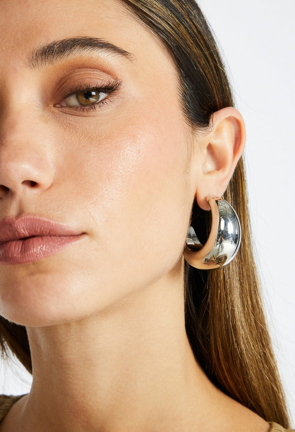 Dia Lightweight Graduated Hoop Earrings Silver