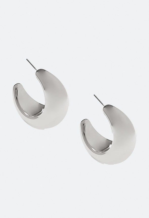 Dia Lightweight Graduated Hoop Earrings Silver