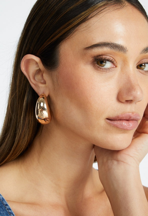 Dia Lightweight Graduated Hoop Earrings Gold