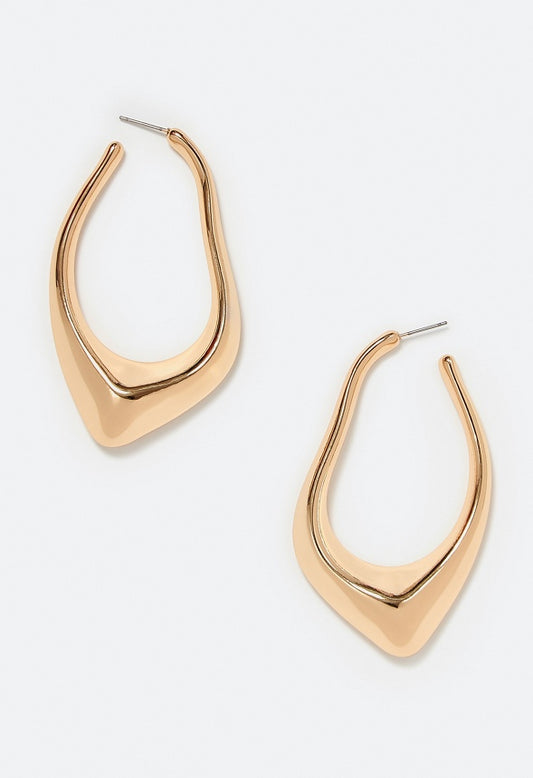 Jia Irregular Elongated Hoop Earrings Gold