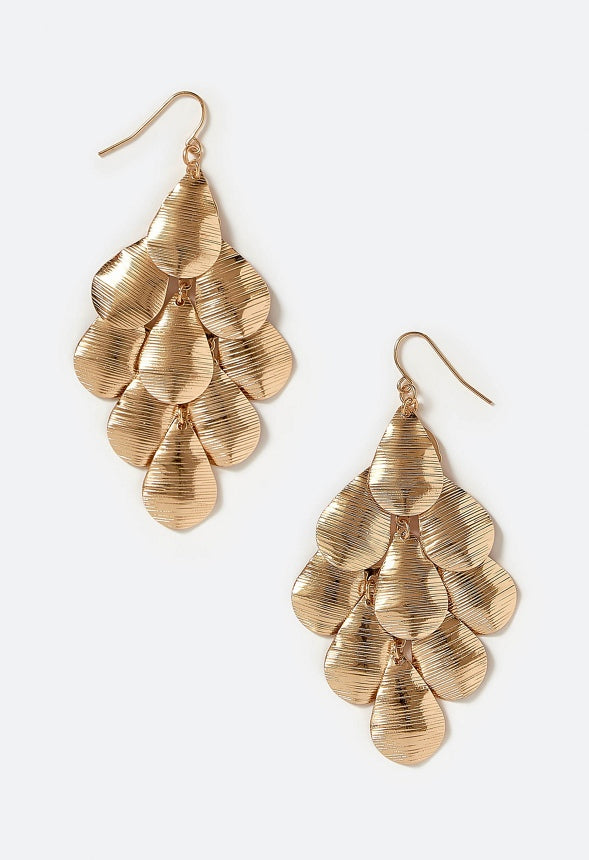 Tay Etched Petals Chandelier Drop Earrings Gold