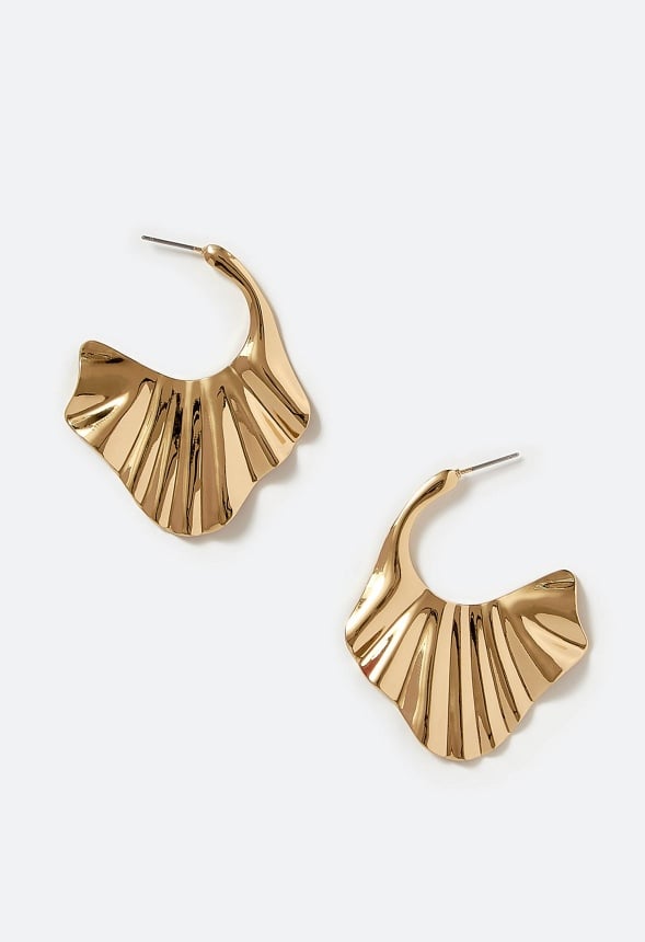Ria Modern Boho Rippled Hoop Earrings Gold