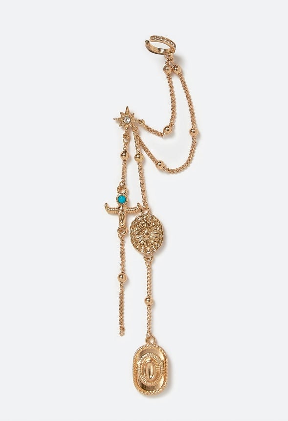 Lena Linked Rodeo Motifs Drop Earring Gold