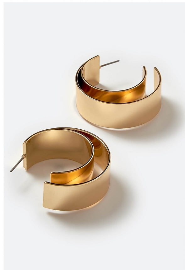 Esme Double Layer Smooth Wide Hoop Earrings Gold
