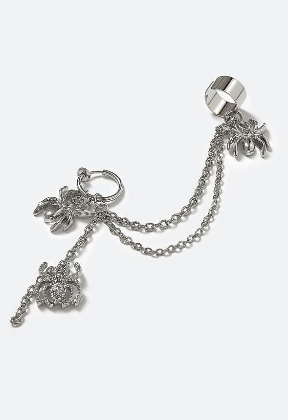 Miah Halloween Charms Linked Earclimber Crystal/ Silver