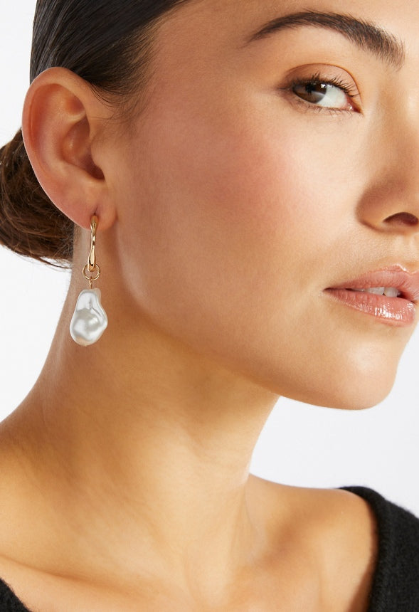 3-Pairs Demi Pack Mixed Studs And Pearl Hoops Earrings Black/ Cream/ Gold