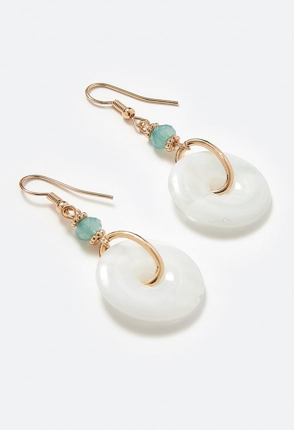 Hallie Cream Ring Drop Earrings Cream/ Gold