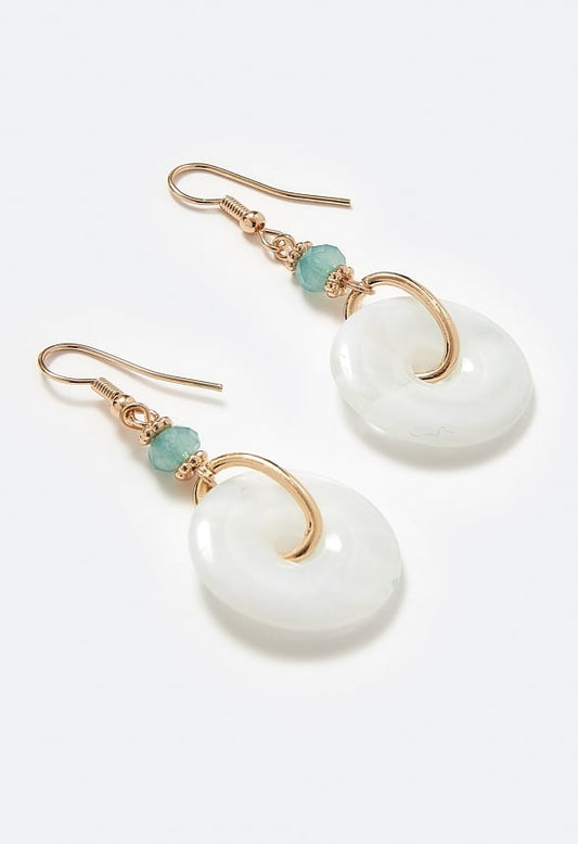 Hallie Cream Ring Drop Earrings Cream/ Gold