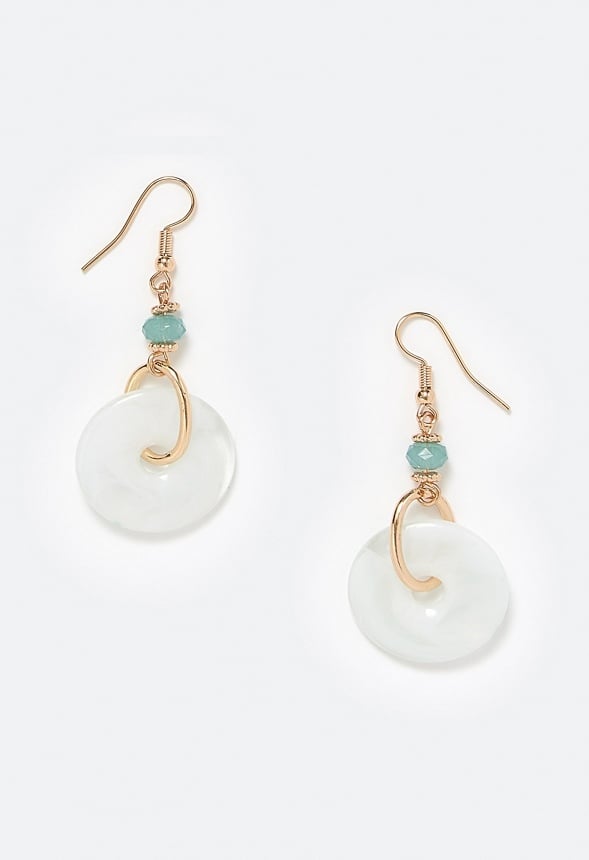 Hallie Cream Ring Drop Earrings Cream/ Gold