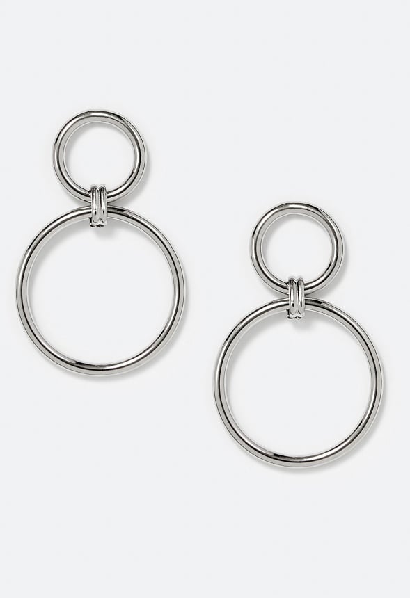 Prue Linked Smooth Metal Drop Earrings Silver