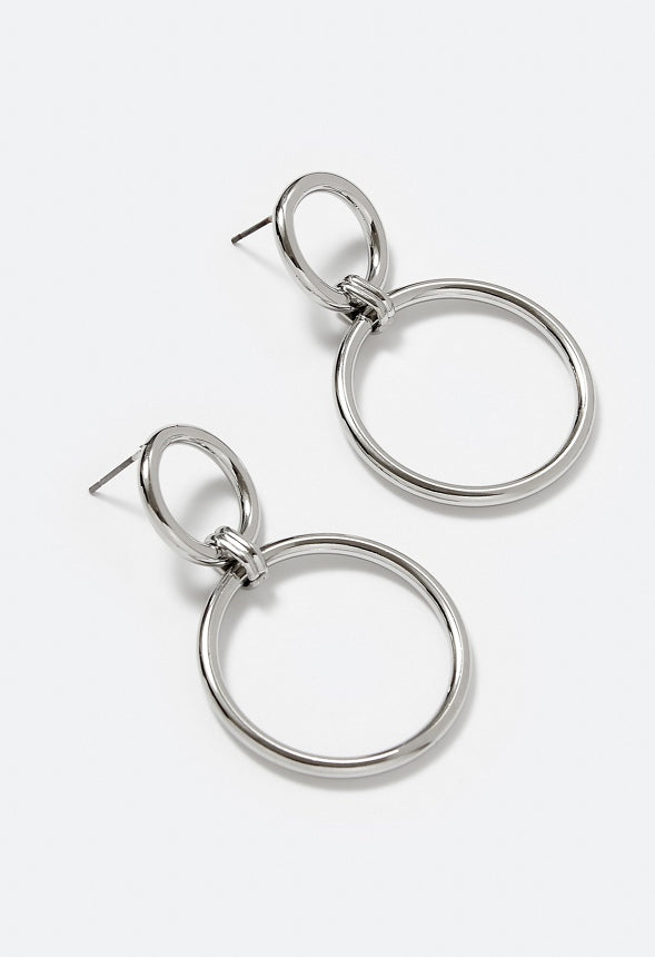 Prue Linked Smooth Metal Drop Earrings Silver