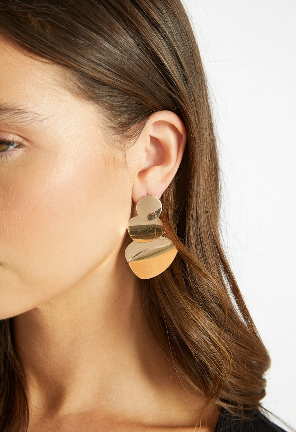 Remi Boho Smooth Metal Drop Earrings Gold
