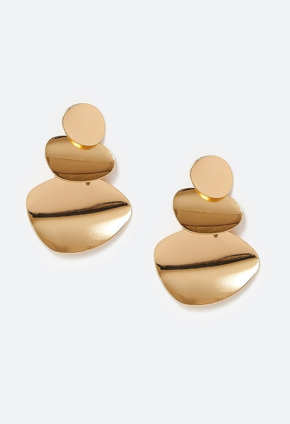 Remi Boho Smooth Metal Drop Earrings Gold