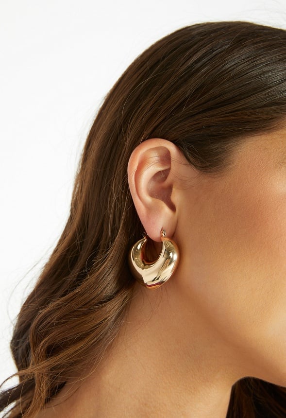 Tori Graduated Domed Metal Hoop Earrings Gold