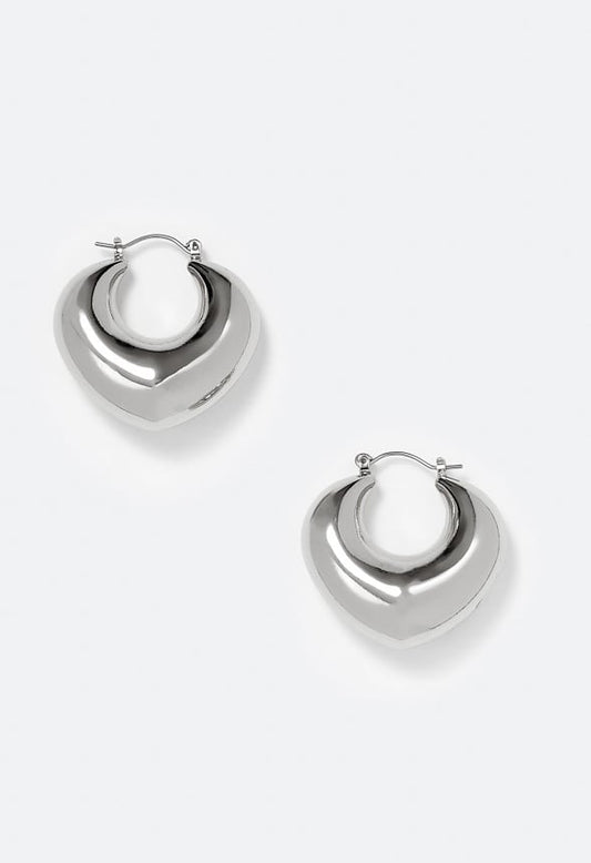 Tori Graduated Domed Metal Hoop Earrings Silver
