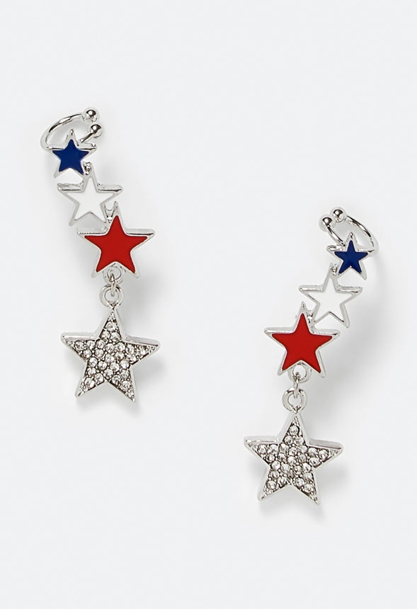 Isla 4th Of July Earcuffs Red/ Blue/ Silver
