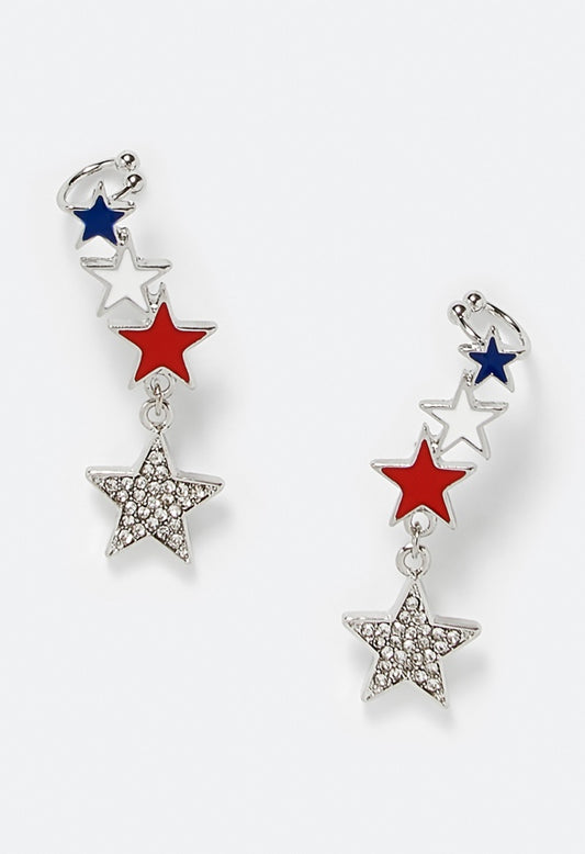 Isla 4th Of July Earcuffs Red/ Blue/ Silver