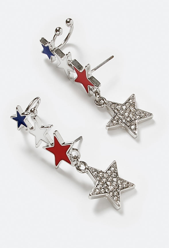Isla 4th Of July Earcuffs Red/ Blue/ Silver