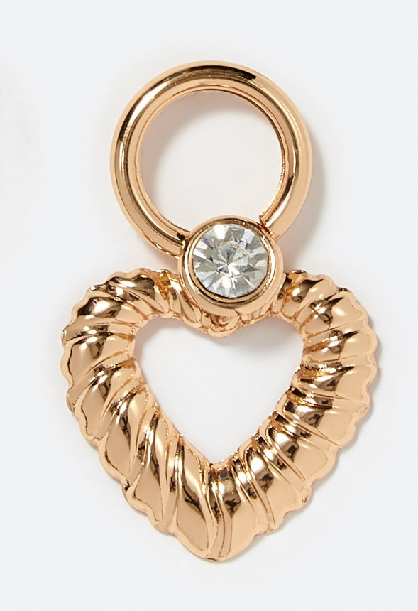 Joy Heart Drop Earrings With Glass Stone Crystal/ Gold