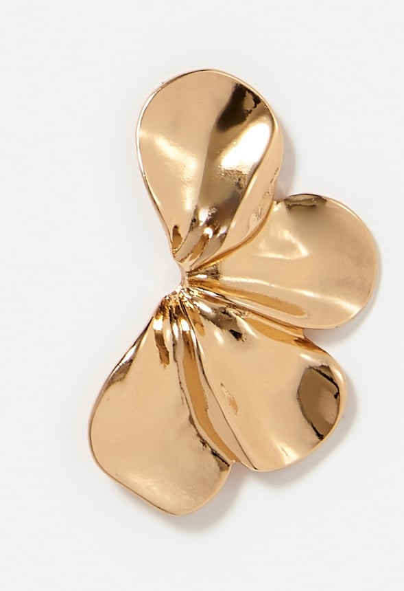Mya Modern Layered Petals Half Flower Stud Earrings Gold