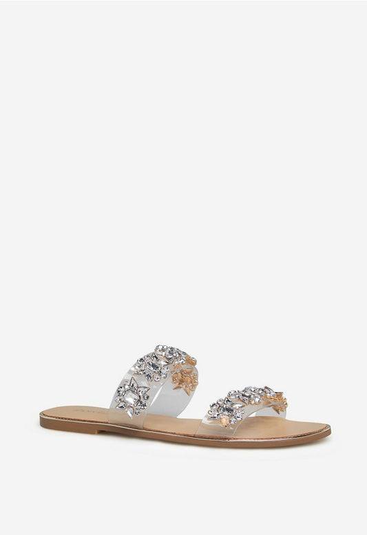 HALEIGH EMBELLISHED SLIDE SANDAL Gold