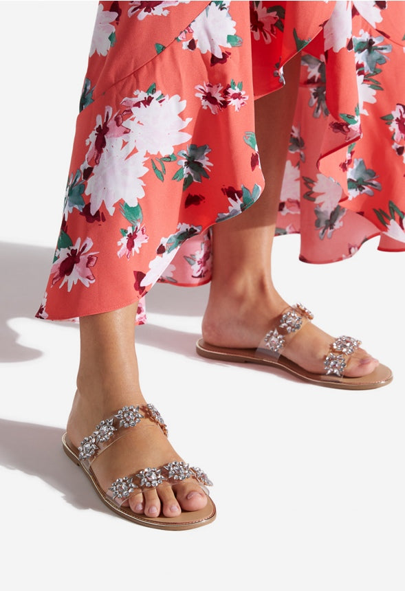 HALEIGH EMBELLISHED SLIDE SANDAL Gold