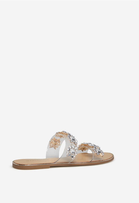 HALEIGH EMBELLISHED SLIDE SANDAL Gold