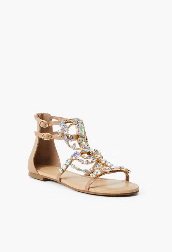 Remy Embellished Gladiator Sandal Beige