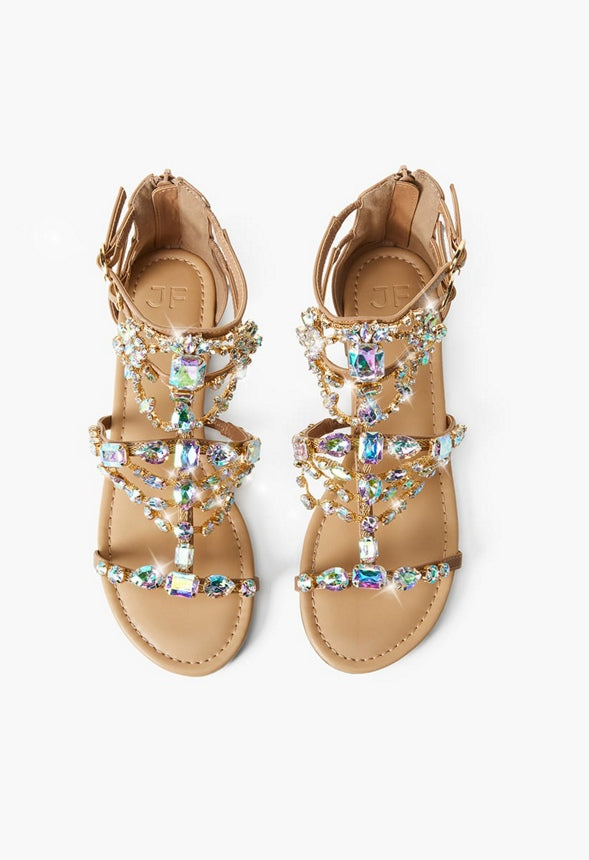 Remy Embellished Gladiator Sandal Beige