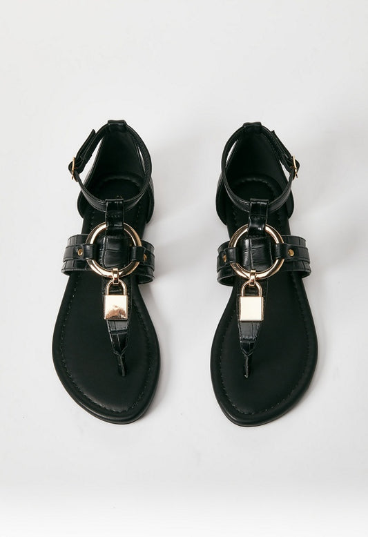 DEVINNE FLAT SANDAL Black Caviar