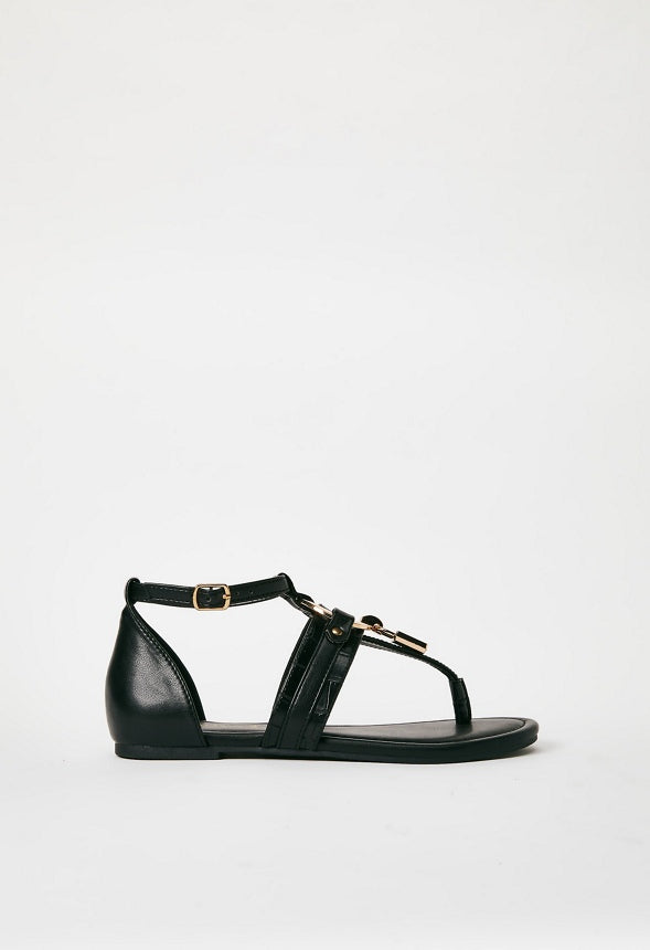 DEVINNE FLAT SANDAL Black Caviar