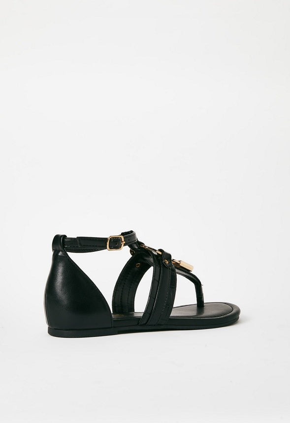DEVINNE FLAT SANDAL Black Caviar